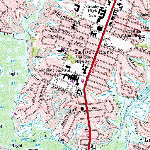 Topographic Map of Bon Secours DePaul Medical Center, VA