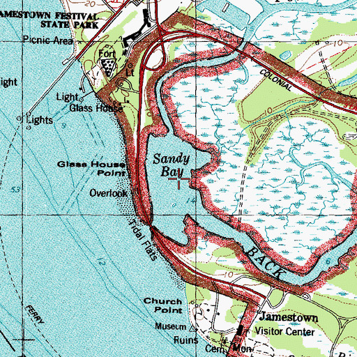 Topographic Map of Sandy Bay, VA