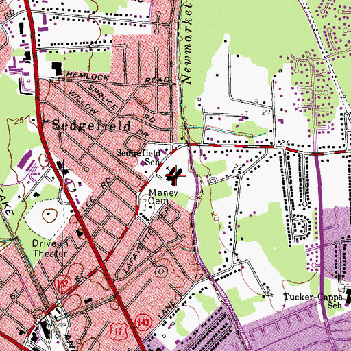 Topographic Map of Sedgefield Elementary School, VA