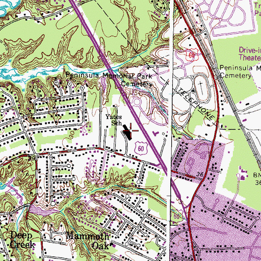 Topographic Map of Richard T Yates Elementary School, VA