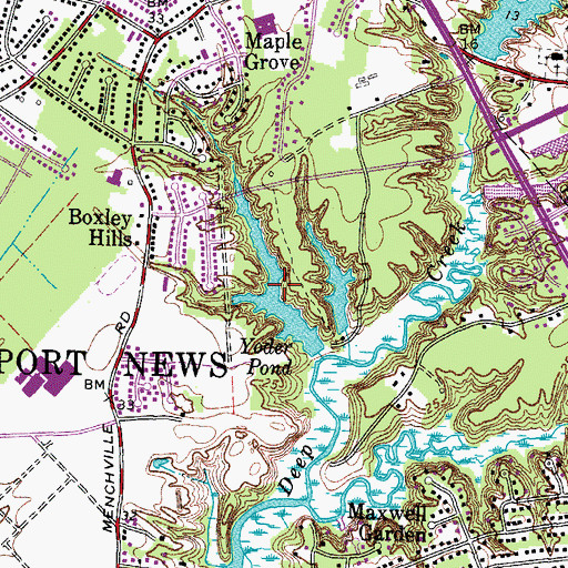 Topographic Map of Yoder Pond, VA