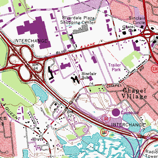 Topographic Map of Sinclair School, VA