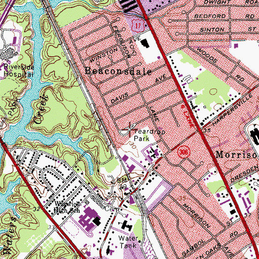Topographic Map of Teardrop Park, VA