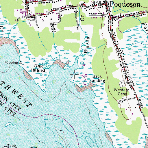 Topographic Map of Watts Creek, VA