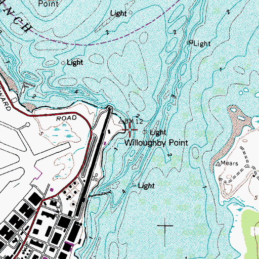 Topographic Map of Willoughby Point, VA