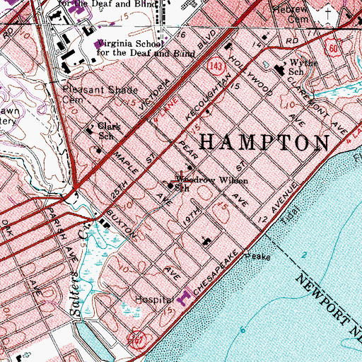 Topographic Map of Woodrow Wilson School, VA