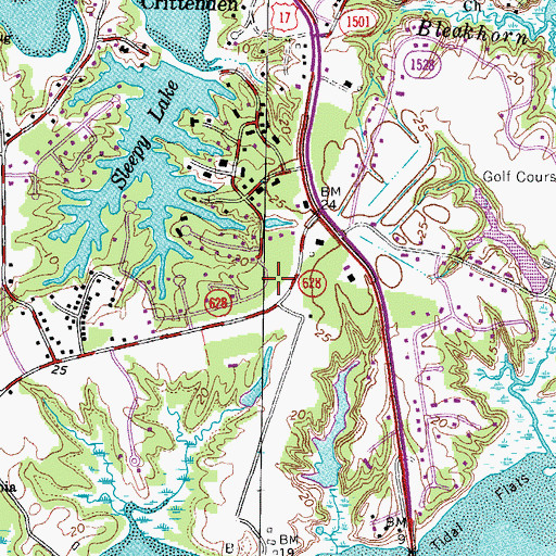 Topographic Map of Chuckatuck Borough, VA