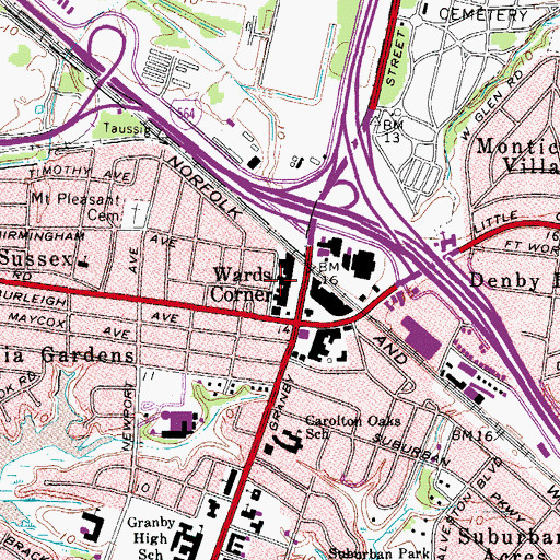 Topographic Map of Wards Corner Shopping Center, VA