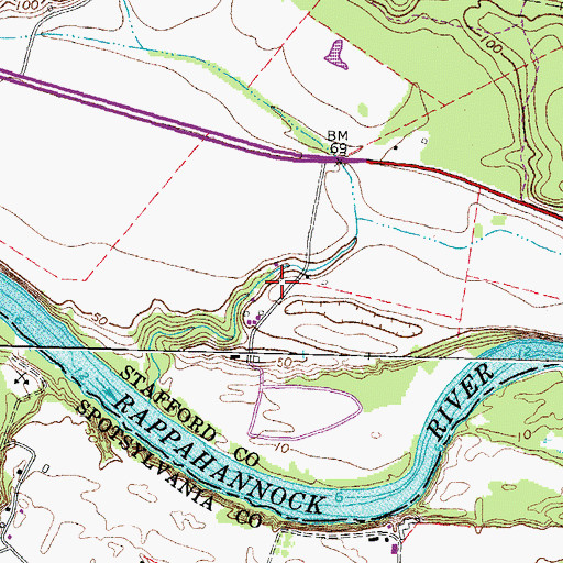 Topographic Map of Travellers Rest, VA