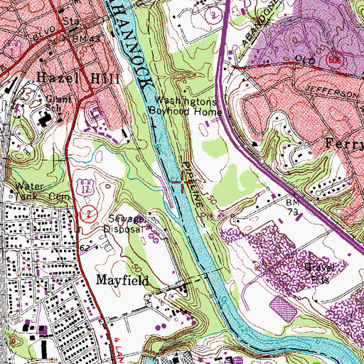 Topographic Map of Fredericksburg Bar, VA