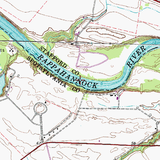Topographic Map of Dangerfield Short Turn, VA
