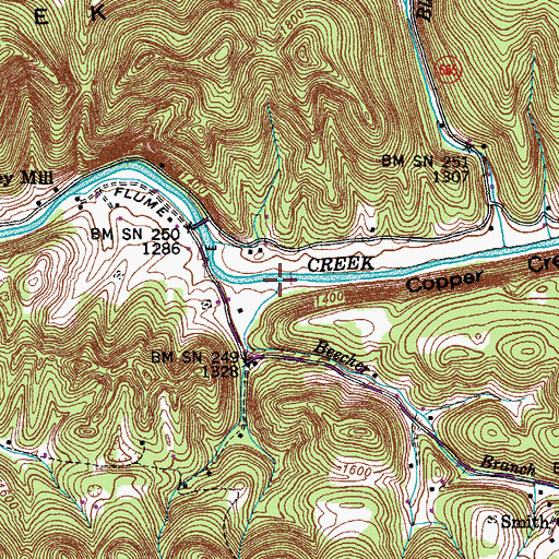 Topographic Map of Beecher Branch, VA