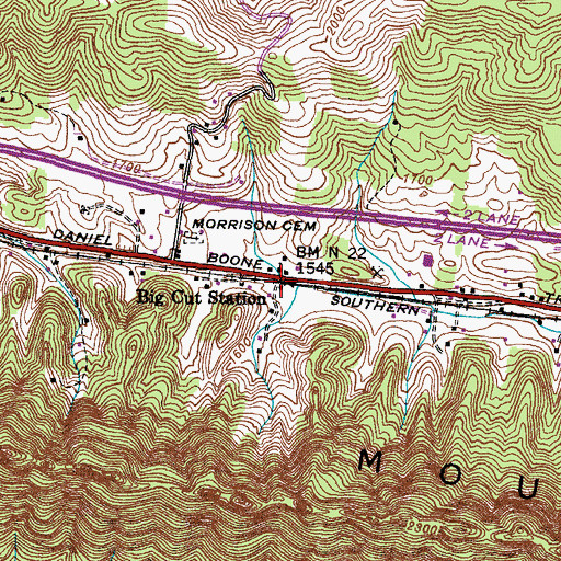 Topographic Map of Big Cut Station, VA