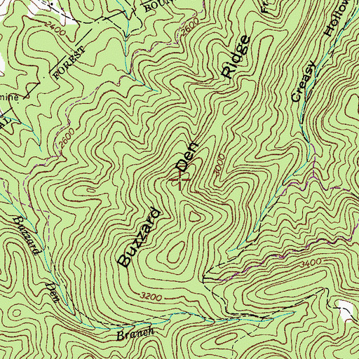 Topographic Map of Buzzard Den Ridge, VA