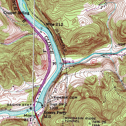 Topographic Map of Copper Creek, VA