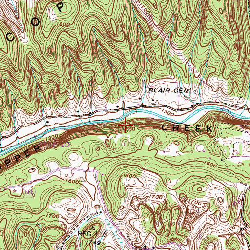 Topographic Map of Copper Creek Bluff, VA