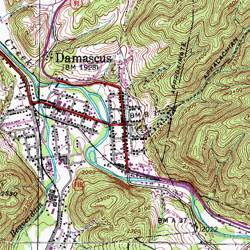 Topographic Map of Damascus, VA