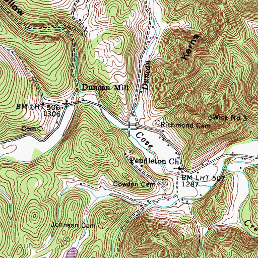 Topographic Map of Duncan Branch, VA
