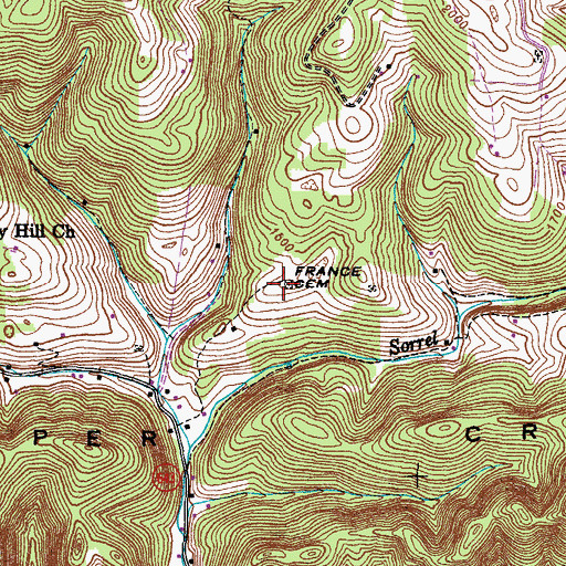 Topographic Map of France Cemetery, VA