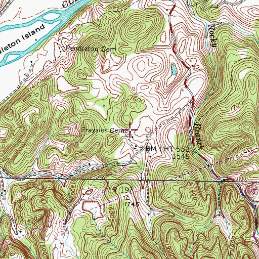 Topographic Map of Fraysier Cemetery, VA
