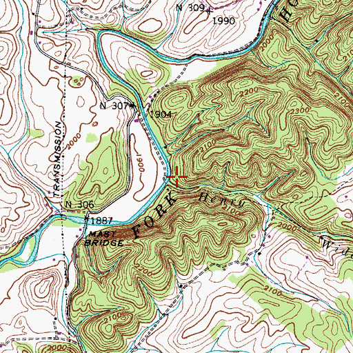 Topographic Map of Henry Widener Branch, VA