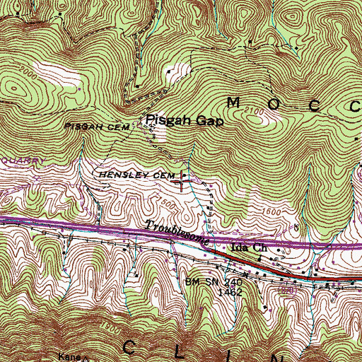 Topographic Map of Hensley Cemetery, VA
