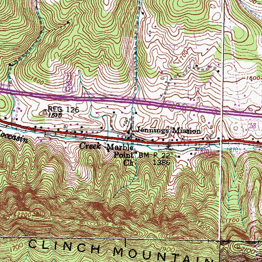 Topographic Map of Jennings Mission, VA
