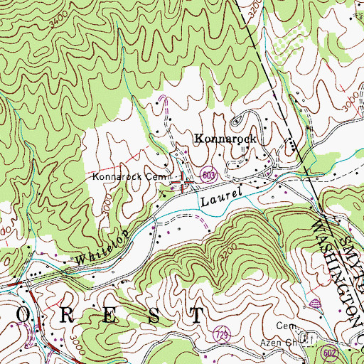 Topographic Map of Konnarock Cemetery, VA