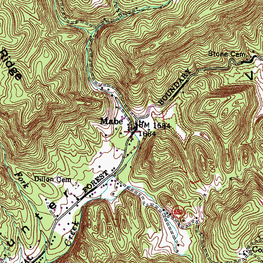 Topographic Map of Mabe, VA