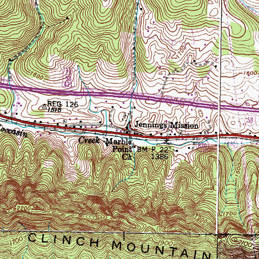 Topographic Map of Marble Point Church, VA
