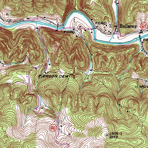 Topographic Map of Pierson Cemetery, VA