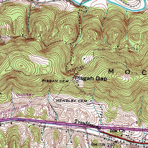 Topographic Map of Pisgah Gap, VA