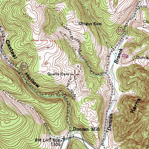 Topographic Map of Qualls Cemetery, VA