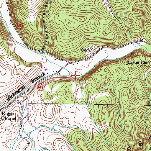 Topographic Map of Richmond Branch, VA
