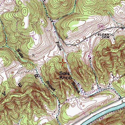 Topographic Map of River Knobs, VA