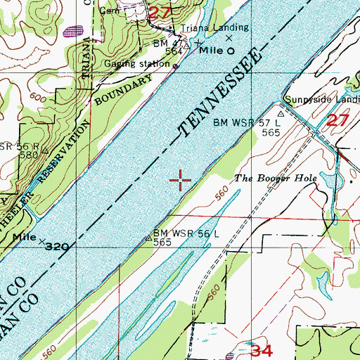 Topographic Map of Triana Recreation Area, AL