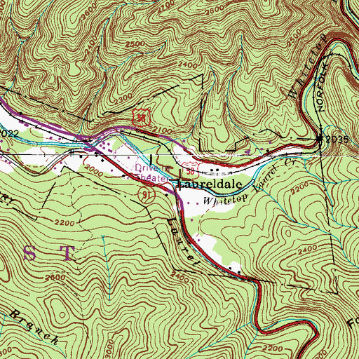 Topographic Map of Whitetop Laurel Creek, VA