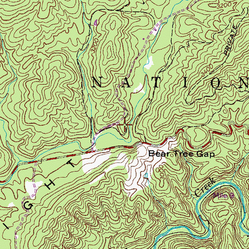 Topographic Map of Bear Tree Fisherman Parking, VA