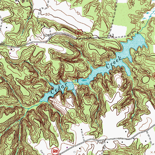 Topographic Map of Cedar Creek Dam, VA
