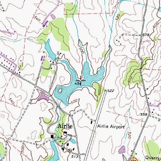 Topographic Map of Airlie Lake, VA