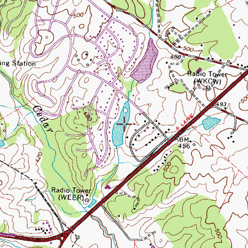 Topographic Map of Warrenton Lake, VA