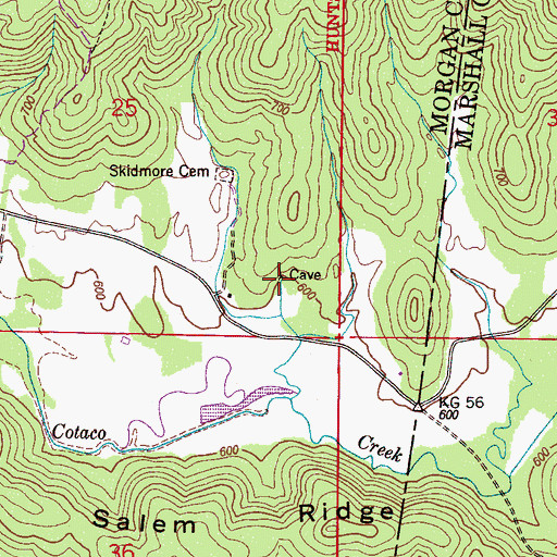 Topographic Map of Skidmore Spring, AL
