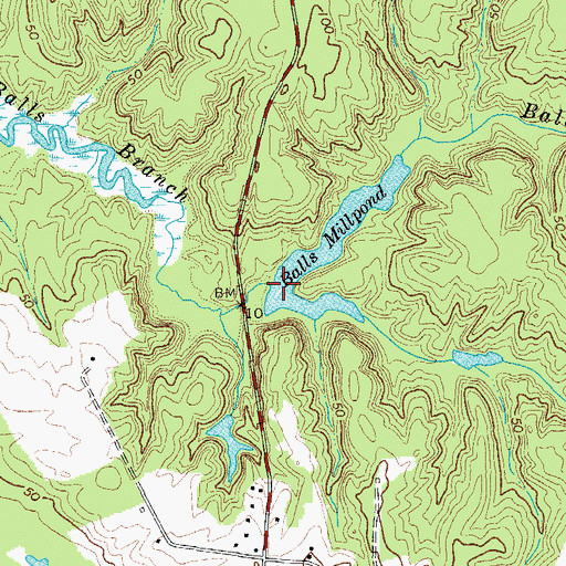 Topographic Map of Balls Millpond Dam, VA