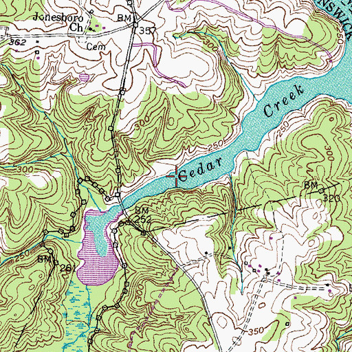 Topographic Map of Camp Pickett Lake 3500, VA