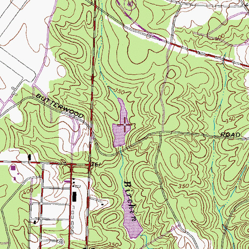 Topographic Map of Butterwood Lake, VA