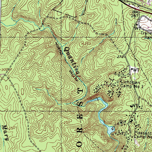 Topographic Map of Camp One Lake, VA