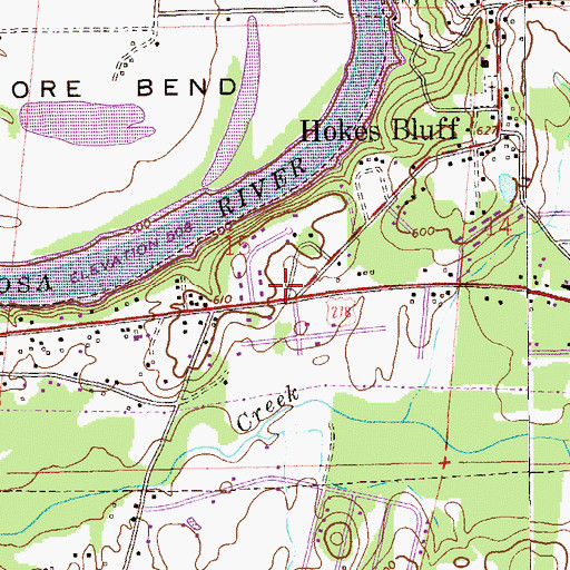Topographic Map of Pennys Crossroads, AL