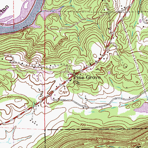 Topographic Map of Pine Grove, AL