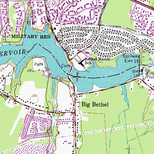 Topographic Map of Upper Big Bethel Dam, VA