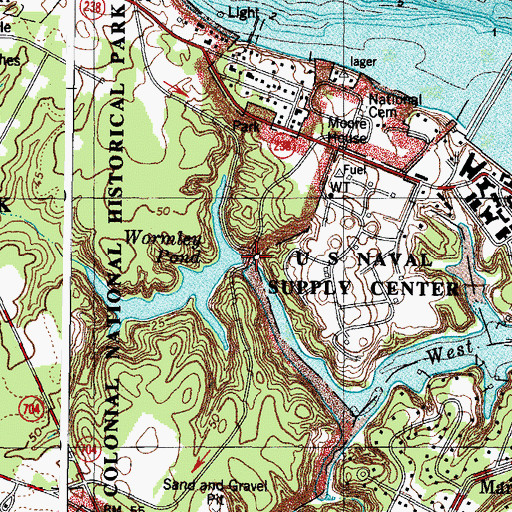 Topographic Map of Wormley Pond Dam, VA